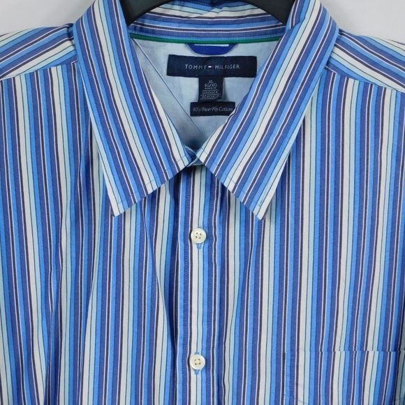 NWT Tommy Hilfiger Blue Pinstripe Long Sleeve - Picture 2 of 3